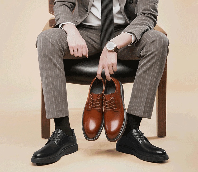 Voyage Autumn Winter New Formal Leather Men's Business Dad Height Increasing Casual Derby Groom Wedding Shoes_voghion.com