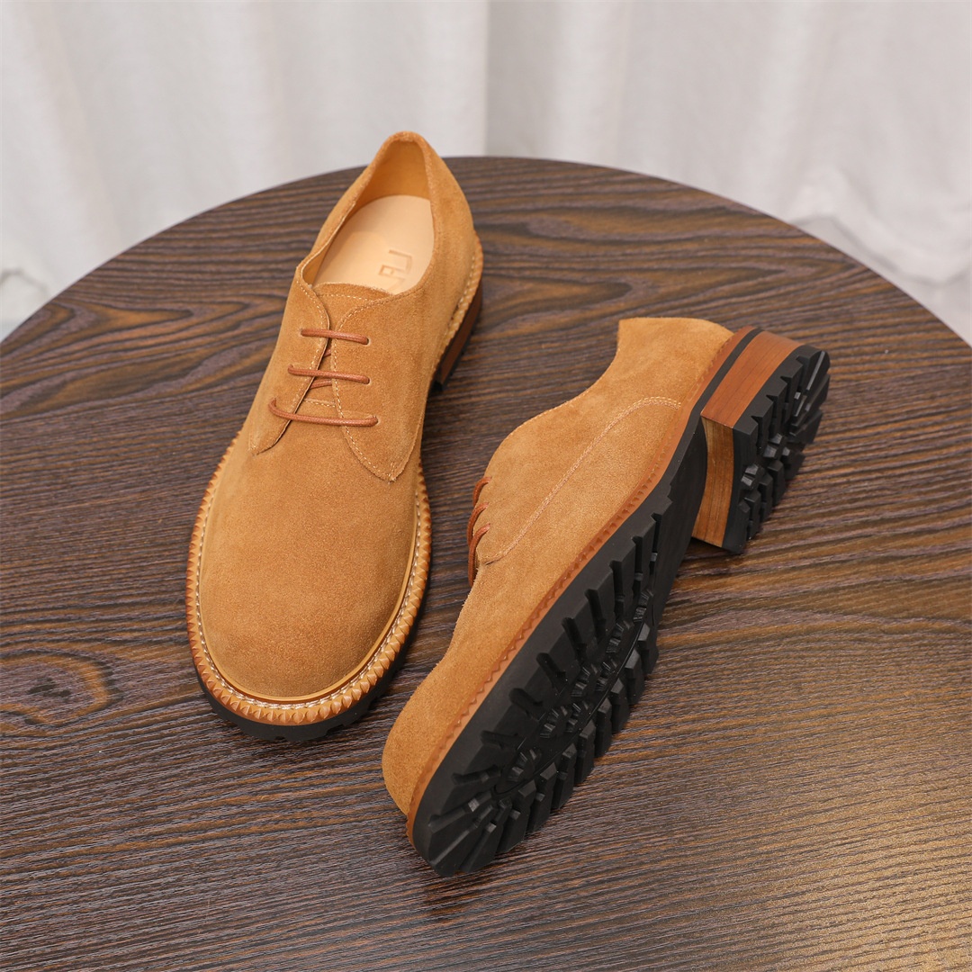 Voyage 2025 New Men's Low-top Derby Casual Large Leather Suede Comfortable Breathable Cowhide Single Shoes For Men_voghion.com