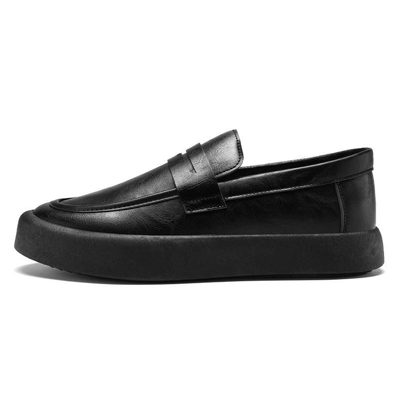 Voyage Voyage 2025 Autumn New Youth Casual Men's Fashion Trend Loafers Black Leather Shoes_voghion.com