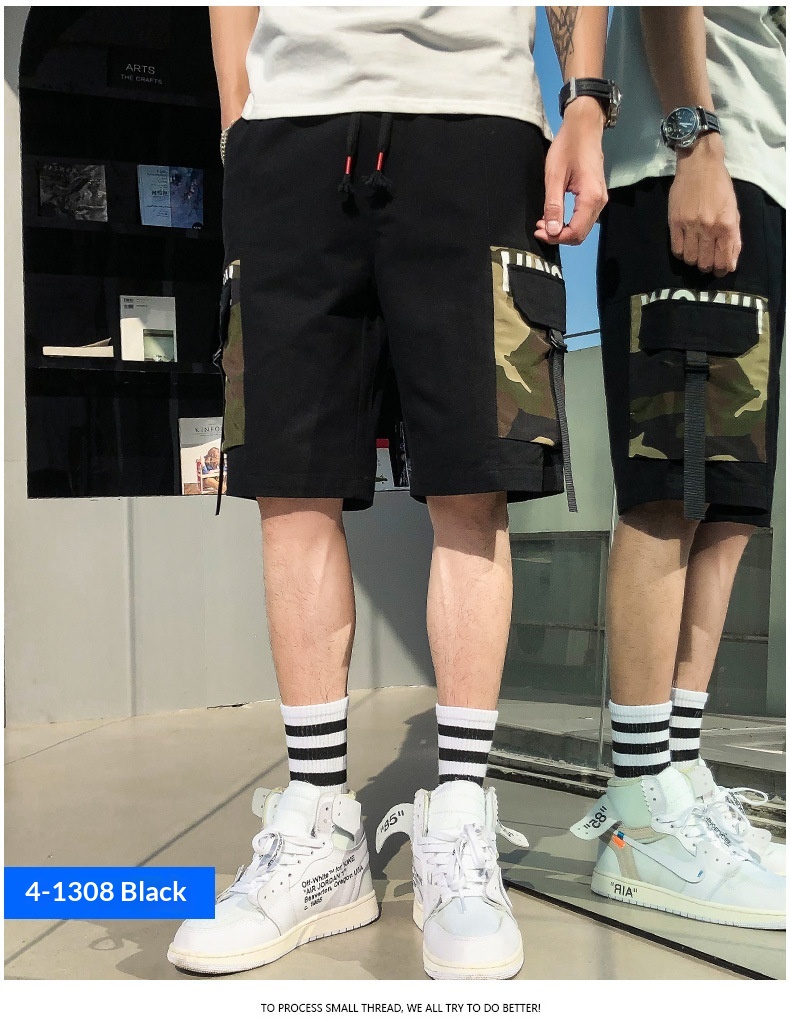boy Men Loose Large Size Cargo Sports Multi-Pocket Summer Straight Five-Point Shorts Trendy Brand Mid-Length Pants Export_voghion.com