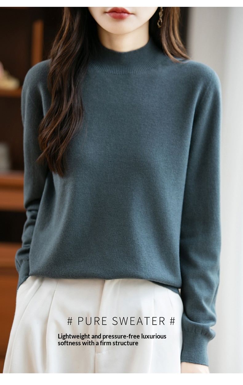 ChicShe ChicShe Half Turtleneck Knitted Sweater Women, Short Style, Autumn And Winter New Pullover, Long Sleeve Top, Andy Velvet Base_voghion.com
