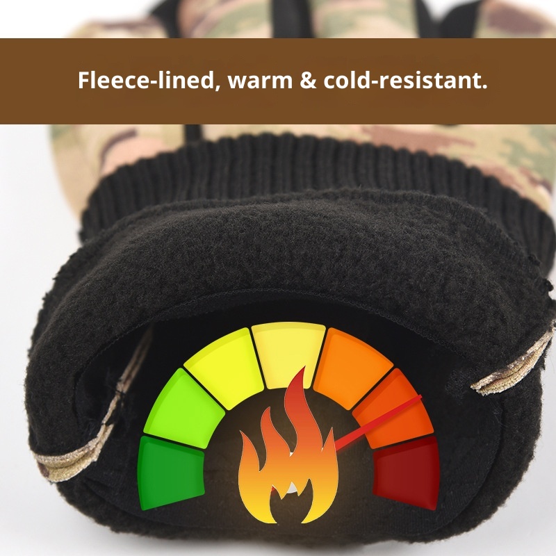 boy Boy Boy Fleece-Lined Warm Gloves Men Tactical Dead Leaf Camouflage Riding Suede Outdoor Climbing Non-Slip Touchscreen_voghion.com
