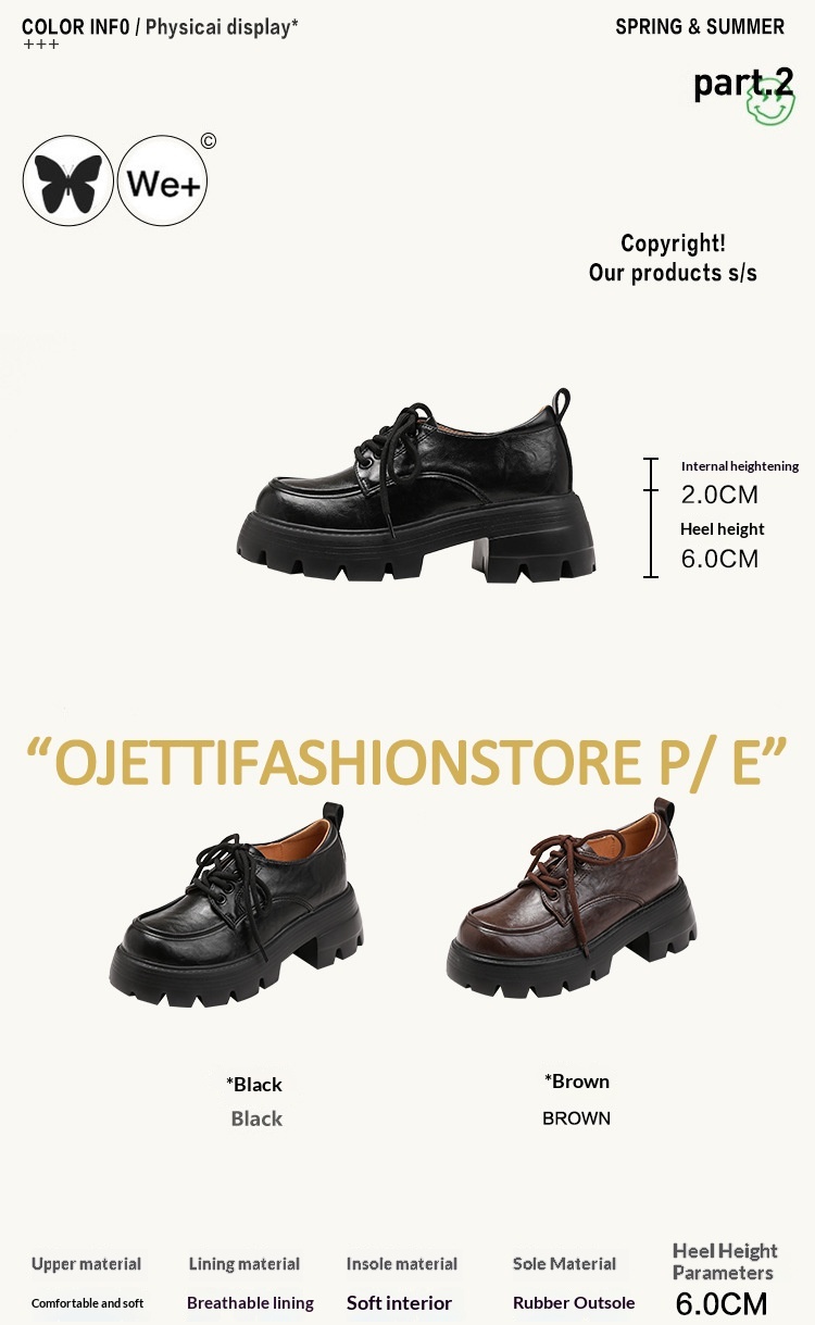 Mocassins Voyage Voyage Genuine à semelle épaisse couleur raisin, style mom, confortables et rehaussants, derby à lacets, pour femmes étudiantes, en cuir._voghion.com