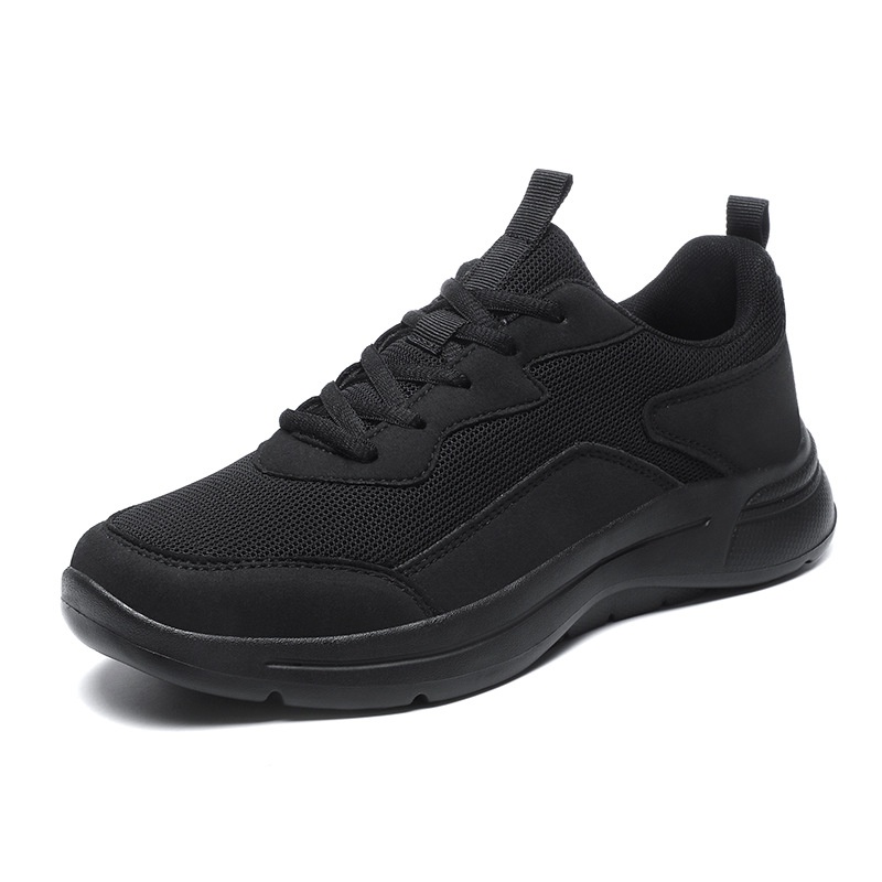 Baskets Zees All Sneakers Homme 2025 en maille respirante, noires pures, pour la course, les loisirs, semelle souple, grandes tailles (export 48)._voghion.com