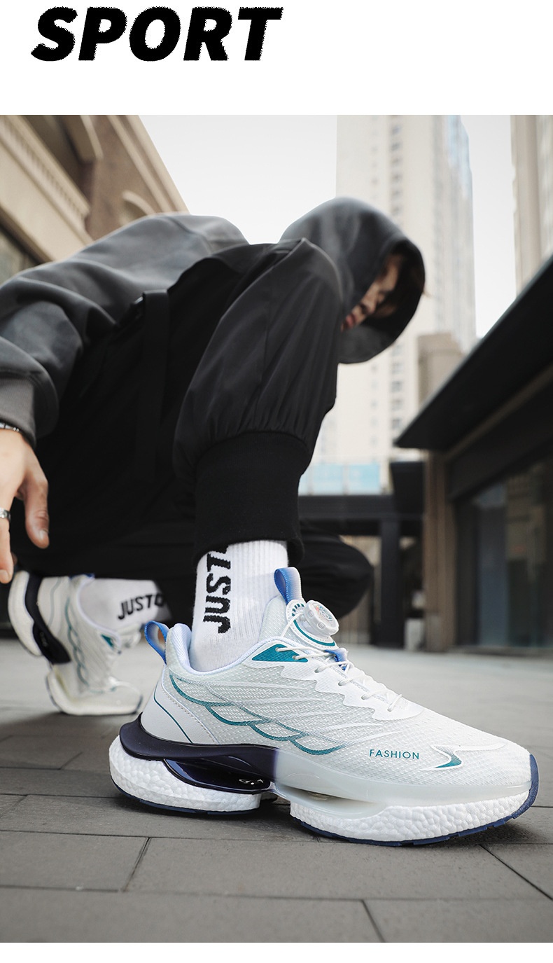 Zees 2024 Nuove scarpe da corsa con bottoni rotanti, estive, traspiranti, suola spessa, ammortizzanti, stile popcorn, da uomo_voghion.com