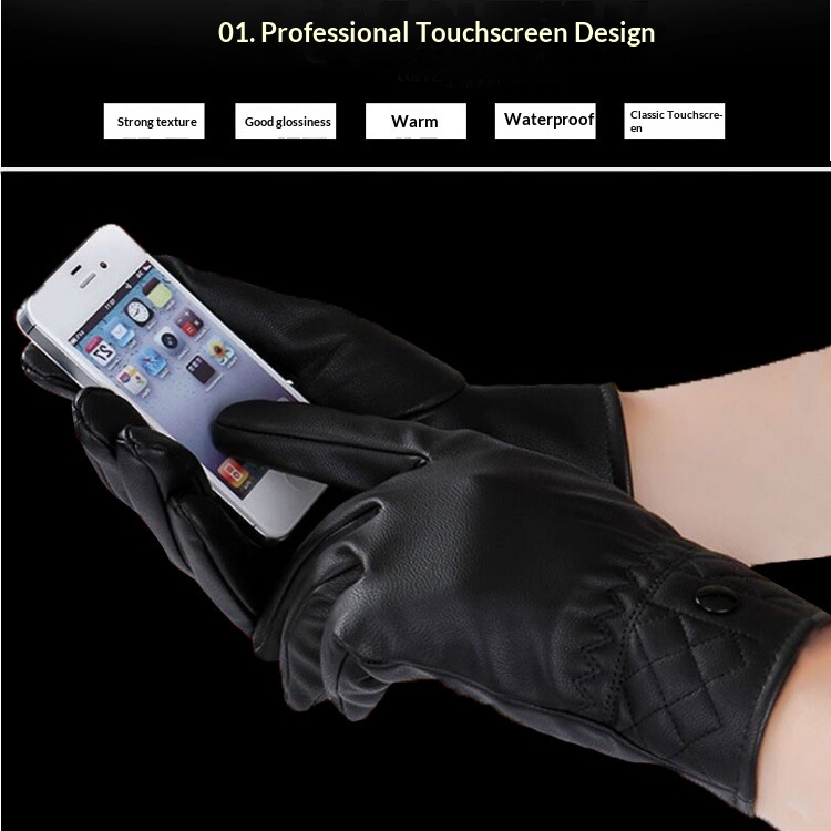 boy Boy Boy Wholesale Men's Gloves Winter Outdoor Riding Motorcycle Women's Washable Leather Touchscreen Warm Windproof Fleece In_voghion.com