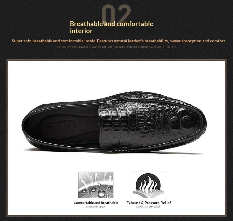 Voyage Voyage - Mocasines de piel auténtica con suela suave para hombre, cómodos y casuales, con estampado de cocodrilo, color negro_voghion.com