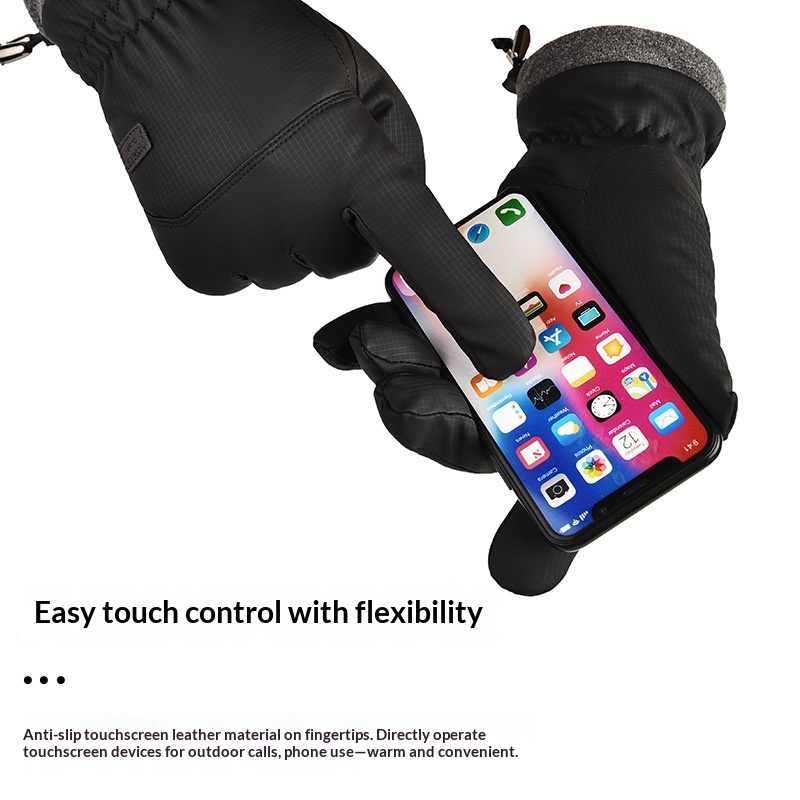 boy Boy Boy Winter Warm Thickened And Fleece-Lined Men's Cycling Running Windproof Water-Resistant Touchscreen Gloves Outdoor Sports_voghion.com