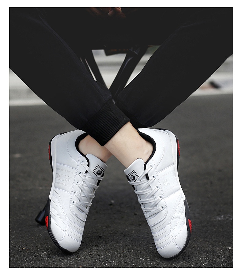 Zees Summer Casual Sports Men's Fashion Lightweight Breathable Golf White Shoes Large Size Rubber Sole Soft Leather Surface_voghion.com