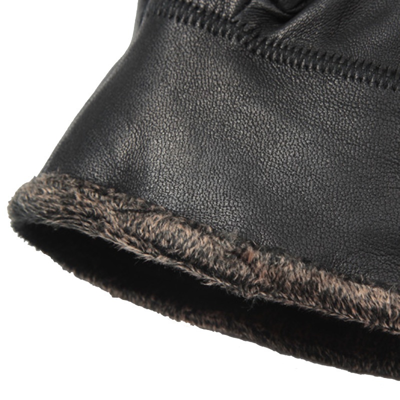 boy Boy Boy Genuine Leather Cowhide Winter Gloves Men Fingerless Driving Riding Fleece Lined Warm_voghion.com
