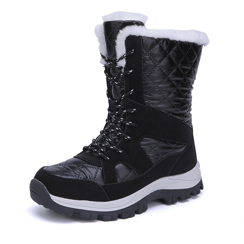 Bottes d'extérieur Zees avec doublure polaire pour femmes, chaussures de randonnée et de sport chaudes pour l'automne et l'hiver, bottes hautes imperméables en coton._voghion.com
