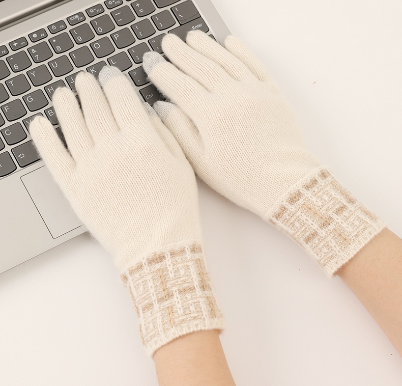 boy Boy Boy Cashmere Autumn Touchscreen Style Unisex Winter Knitted With Gold Thread Thermal Cycling Gloves_voghion.com