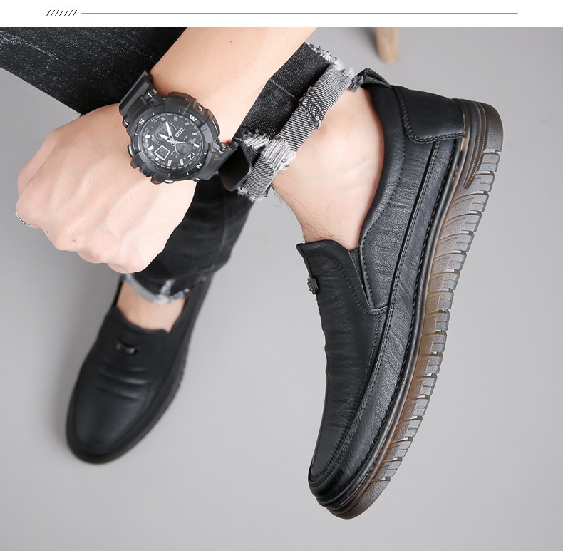 Voyage Voyage New Leather Cowhide Business Loafers Casual Men's Soft Sole Non-Slip Lazy Shoes_voghion.com