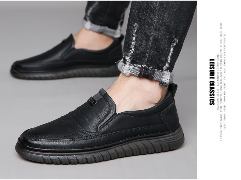 Voyage Voyage New Leather Cowhide Business Loafers Casual Men's Soft Sole Non-Slip Lazy Shoes_voghion.com