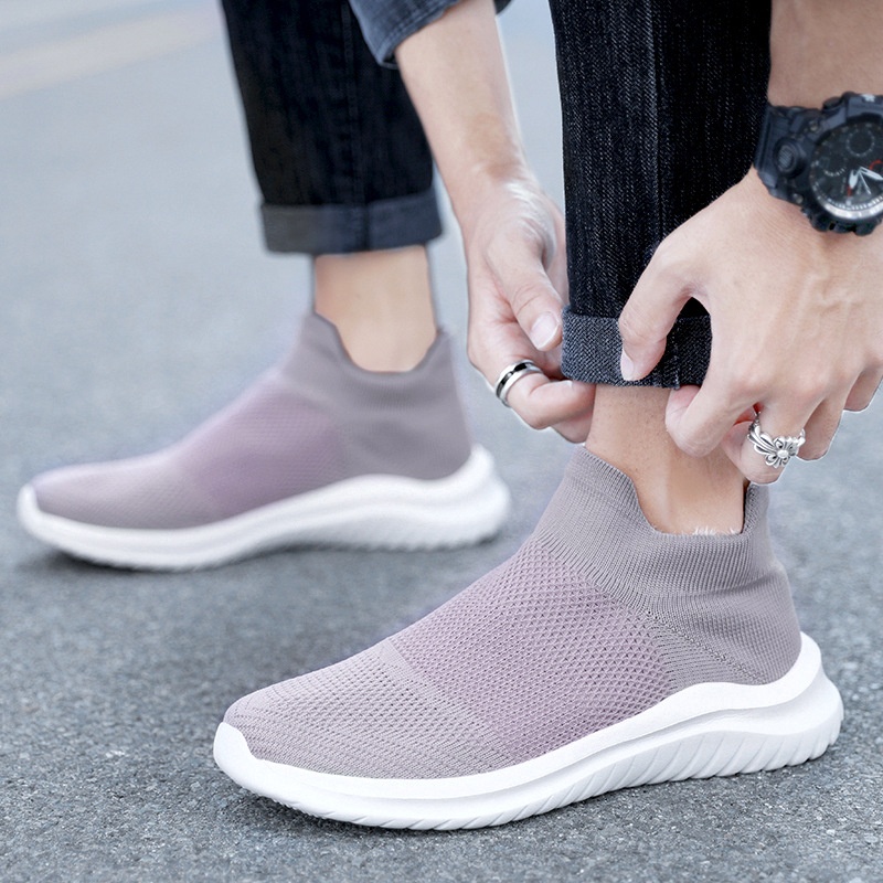 Calzini sportivi casual da uomo Zees Cross-Border Foreign Trade, foderati in pile, taglia 35-45, alla moda, grandi, per coppie, scarpe in maglia Lazy Fly_voghion.com