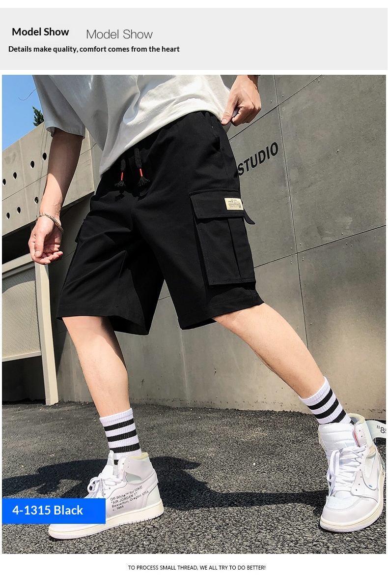 boy Men Loose Large Size Cargo Sports Multi-Pocket Summer Straight Five-Point Shorts Trendy Brand Mid-Length Pants Export_voghion.com