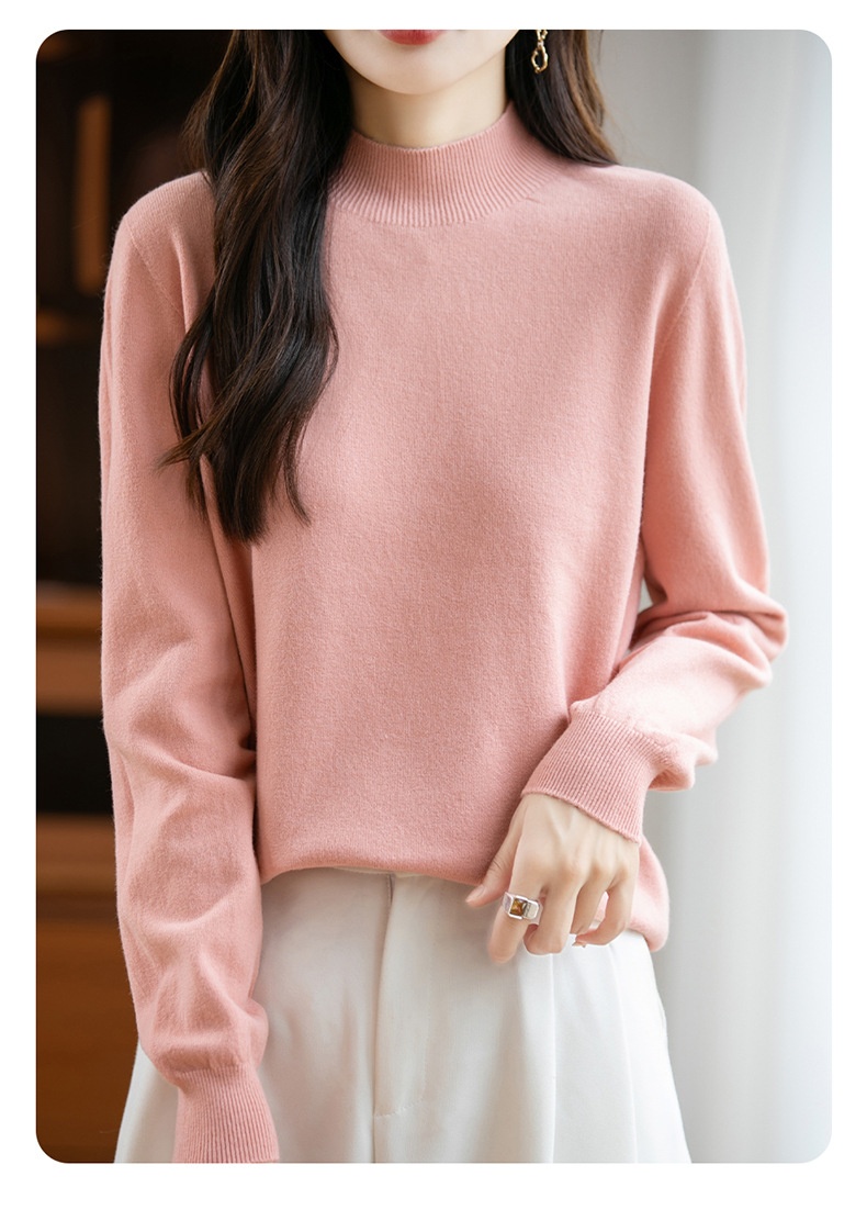 ChicShe ChicShe Half Turtleneck Knitted Sweater Women, Short Style, Autumn And Winter New Pullover, Long Sleeve Top, Andy Velvet Base_voghion.com
