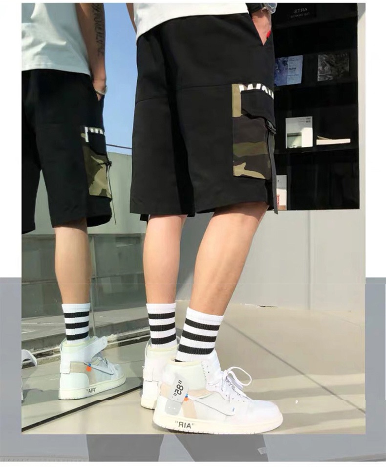 boy Men Loose Large Size Cargo Sports Multi-Pocket Summer Straight Five-Point Shorts Trendy Brand Mid-Length Pants Export_voghion.com