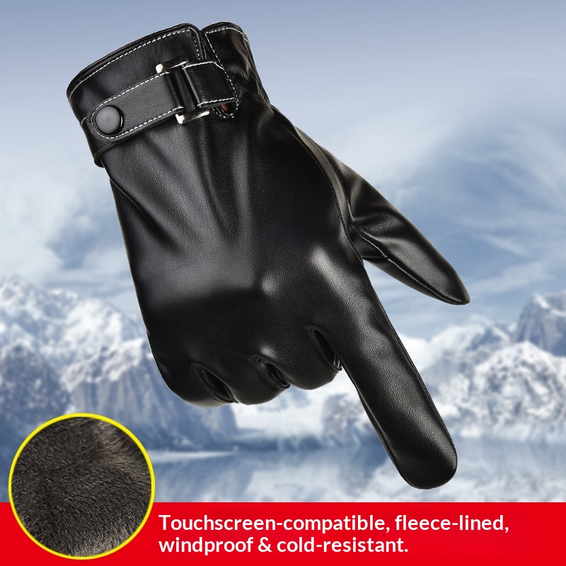 boy Boy Boy Mn's Lathr Glovs Wintr Cycling Flc Lind Thicknd Warm Windproof Watrproof Elctric Bik Touchscrn_voghion.com