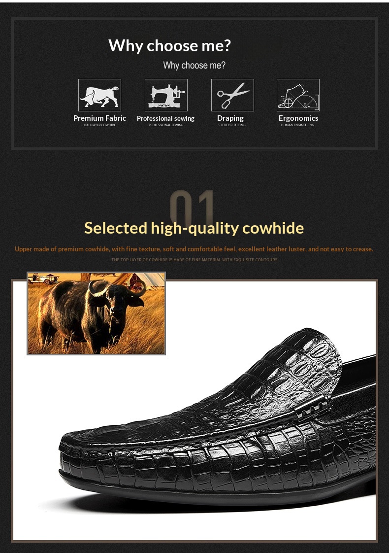 Voyage Voyage - Mocasines de piel auténtica con suela suave para hombre, cómodos y casuales, con estampado de cocodrilo, color negro_voghion.com