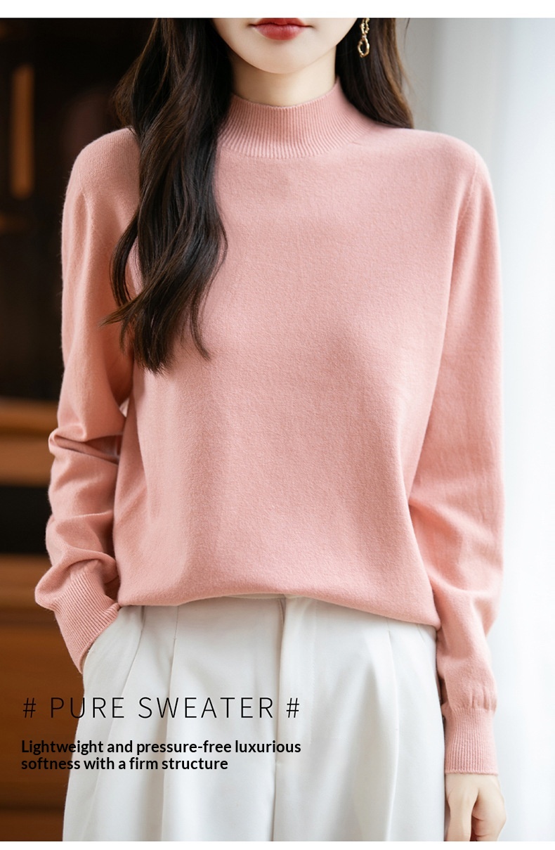 ChicShe ChicShe Half Turtleneck Knitted Sweater Women, Short Style, Autumn And Winter New Pullover, Long Sleeve Top, Andy Velvet Base_voghion.com