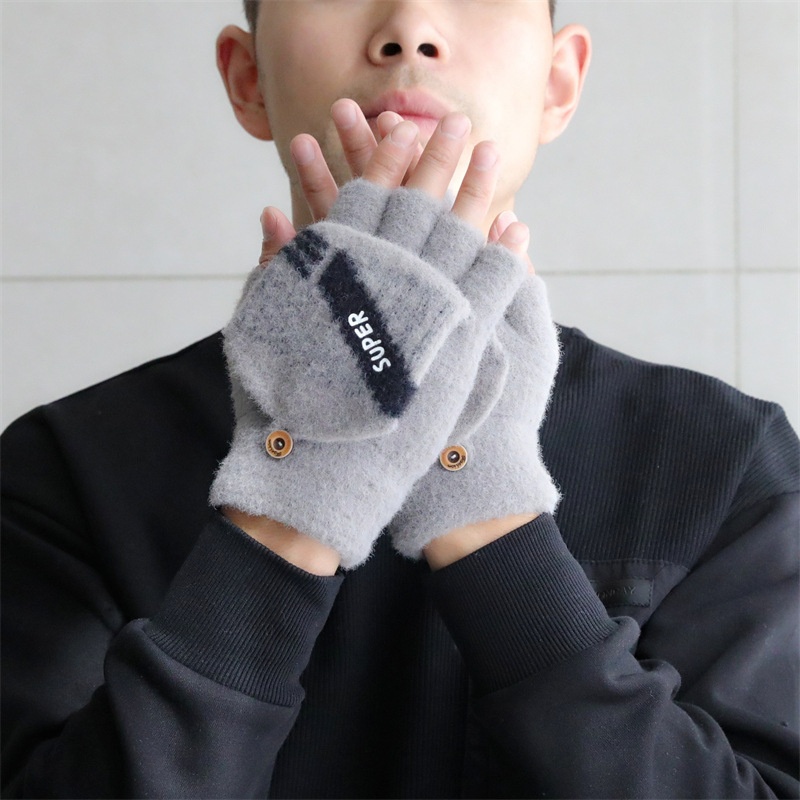 ragazzo Ragazzo Ragazzo Uomo Guanti a cinque dita a metà taglio senza dita Flip Cover Inverno Studenti Scrittura Dattilografia Pile Caldo_voghion.com