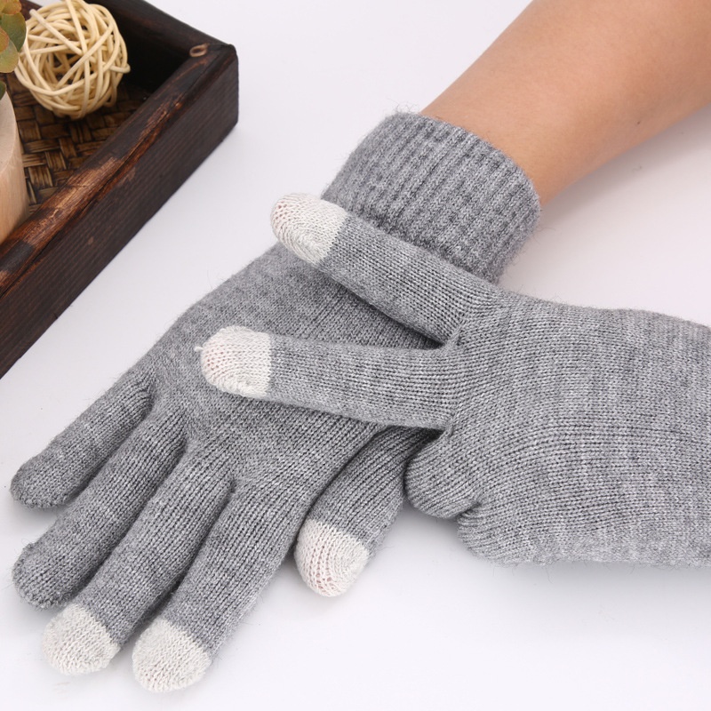 Guanti touchscreen in lana Boy Boy per uomo e donna, manicotti caldi per ciclismo e guida a cinque dita, pile spesso_voghion.com