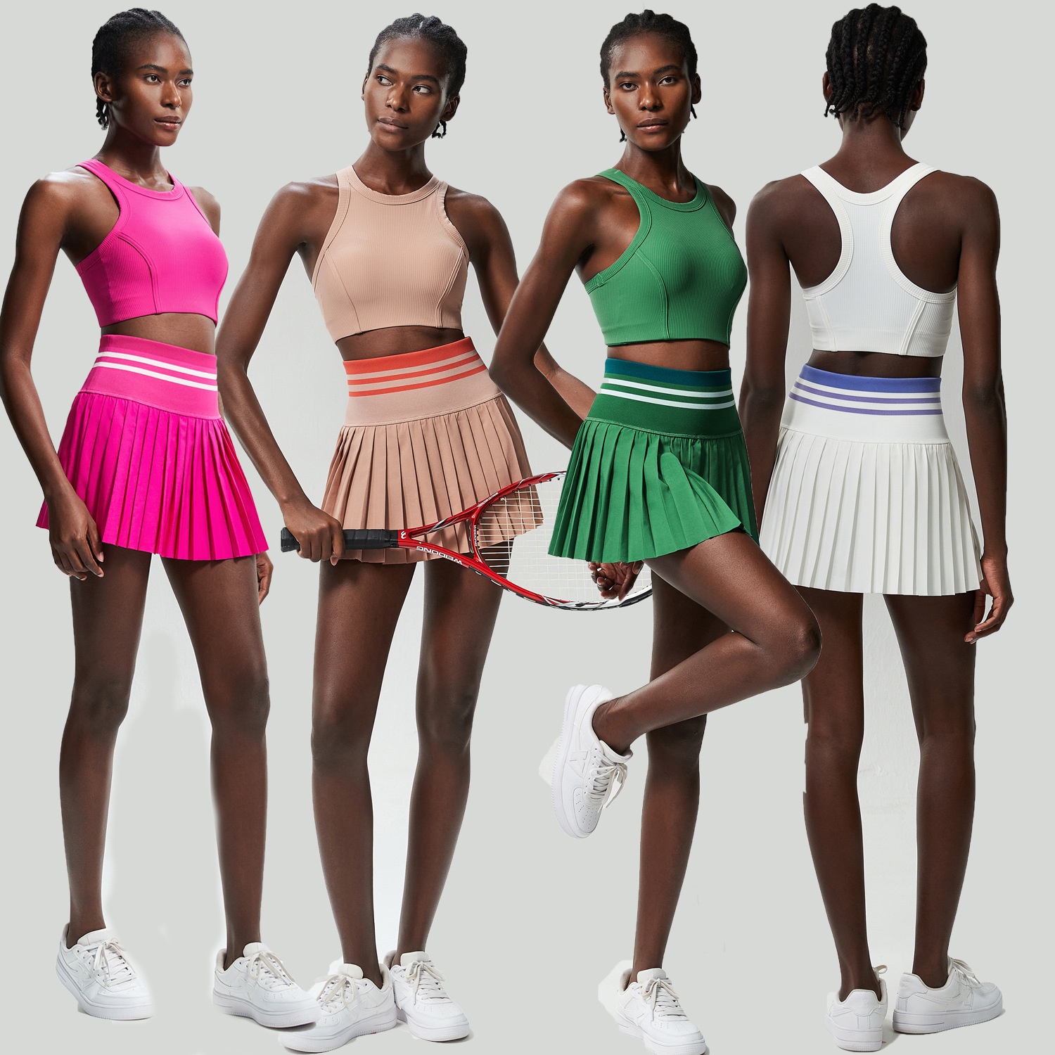ChicShe ChicShe ChicShe Ensemble de vêtements de sport, fitness et yoga transfrontaliers pour femmes, grande taille, séchage rapide, deux pièces, badminton et tennis_voghion.com