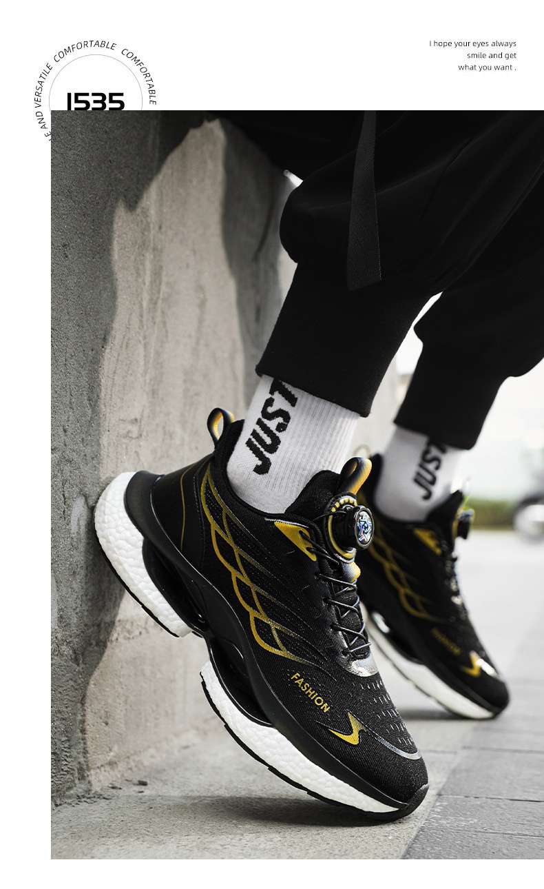 Zees 2024 Nuove scarpe da corsa con bottoni rotanti, estive, traspiranti, suola spessa, ammortizzanti, stile popcorn, da uomo_voghion.com