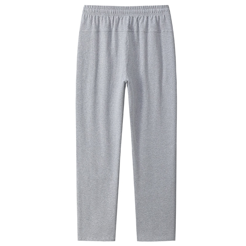 Pantaloni sportivi lunghi e dritti in maglia, casual, da uomo, taglie forti, in puro cotone, vestibilità ampia, primavera-autunno_voghion.com