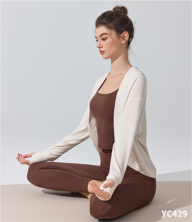 ChicShe Europäisches und amerikanisches Cross-Border Langarm-Cover-Up Hautfreundliches Atmungsaktives Pilates Fitness Yoga Top Herbst Winter_voghion.com