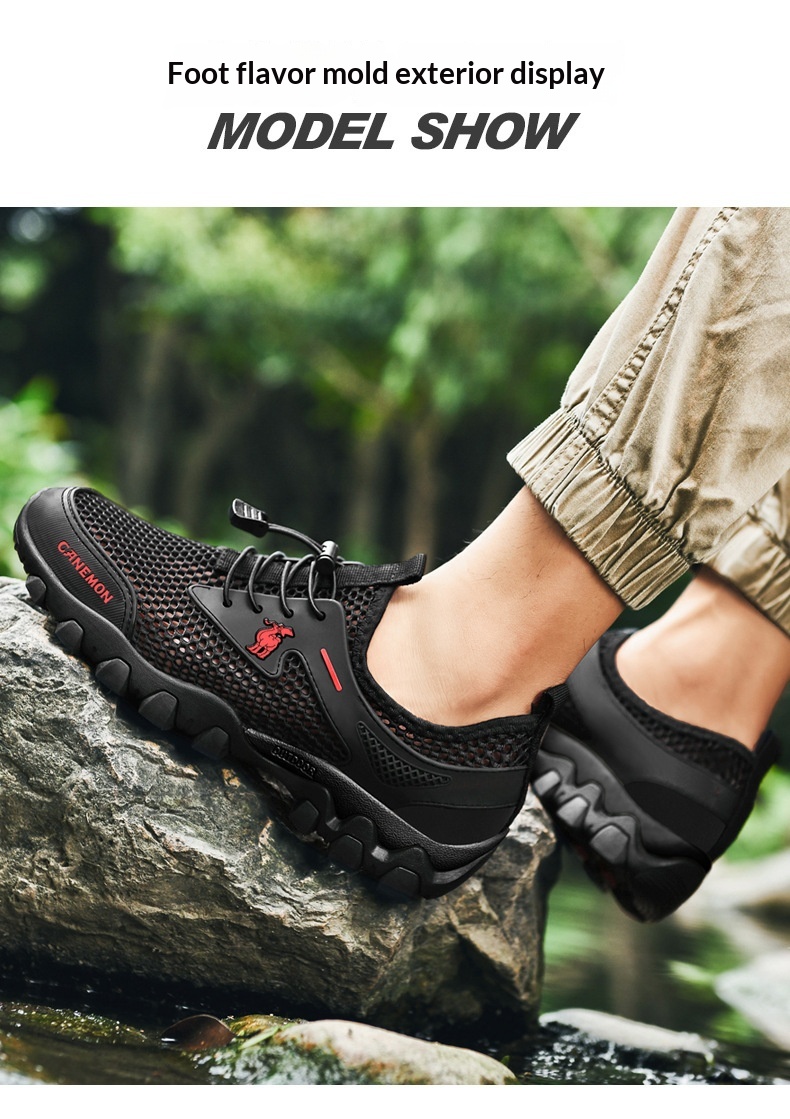 Chaussures de randonnée aquatiques d'été Zees pour hommes, en maille respirante, confortables et légères, idéales pour les voyages et le sport. Tendance et décontractées._voghion.com