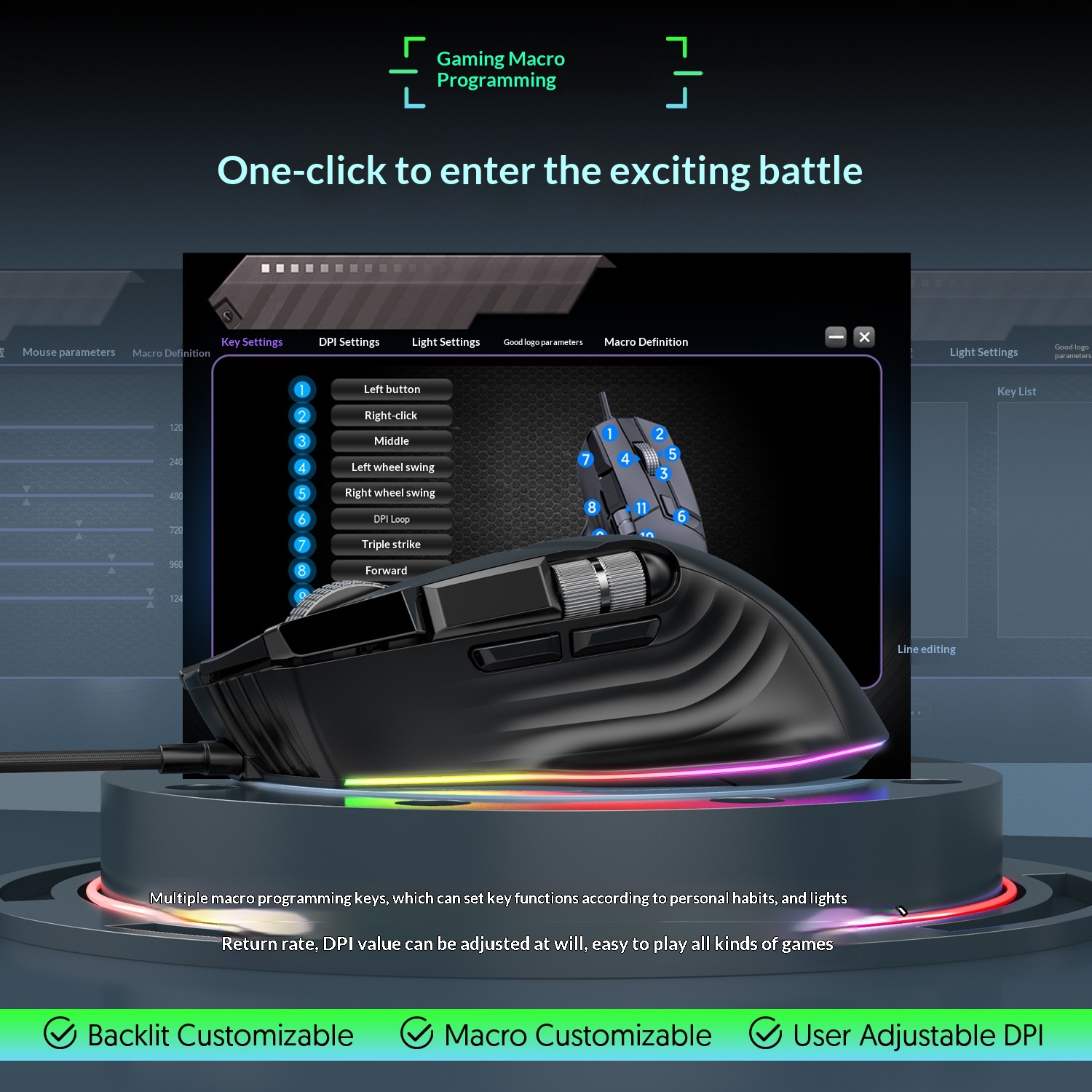 Digitex Digitex Ro Definition Dual Scroll Wheel Swinging Full Speed Gaming Mouse, Computer Accessories E-sports RGB Desktop Usb_voghion.com