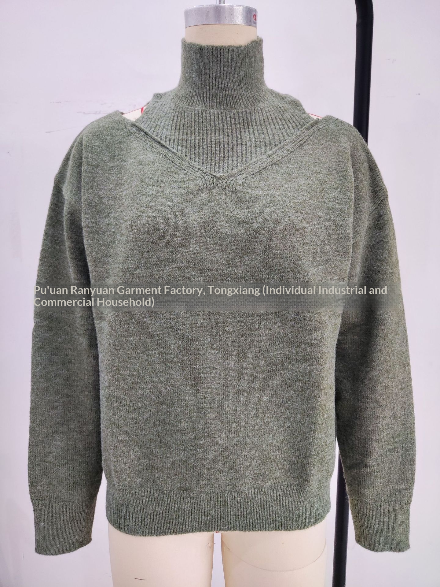 ChicShe ChicShe Autumn Winter Cross-Border European And American Women's Knitted Export Off-Shoulder Half Turtleneck Solid Color_voghion.com