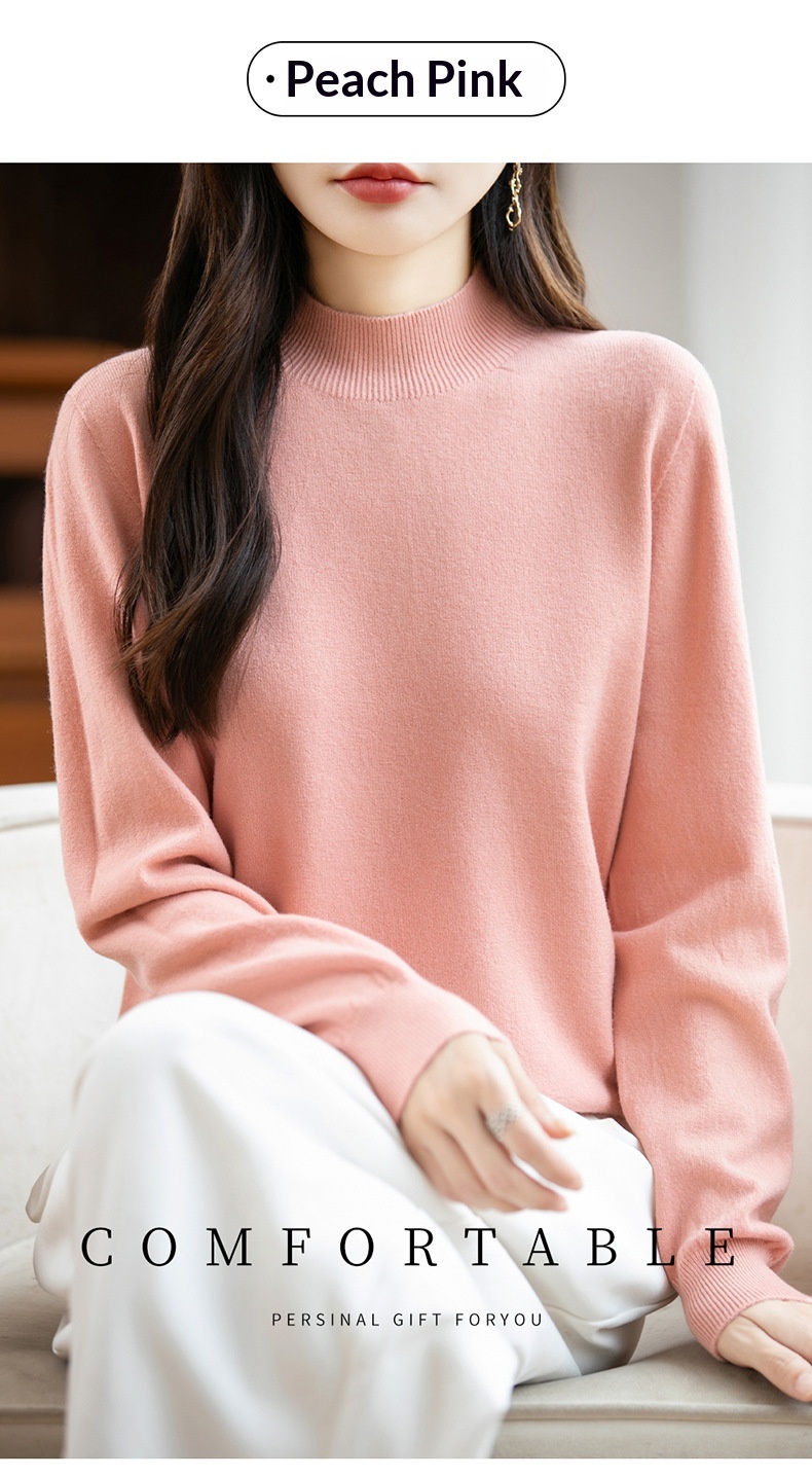 ChicShe ChicShe Half Turtleneck Knitted Sweater Women, Short Style, Autumn And Winter New Pullover, Long Sleeve Top, Andy Velvet Base_voghion.com