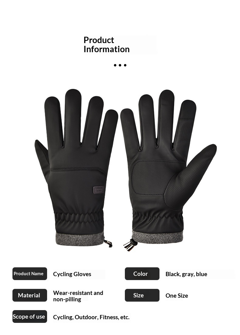boy Boy Boy Winter Warm Thickened And Fleece-Lined Men's Cycling Running Windproof Water-Resistant Touchscreen Gloves Outdoor Sports_voghion.com