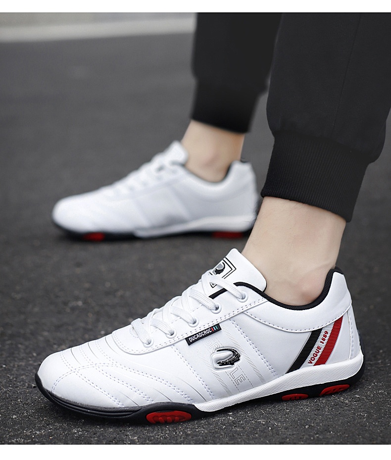 Zees Summer Casual Sports Men's Fashion Lightweight Breathable Golf White Shoes Large Size Rubber Sole Soft Leather Surface_voghion.com