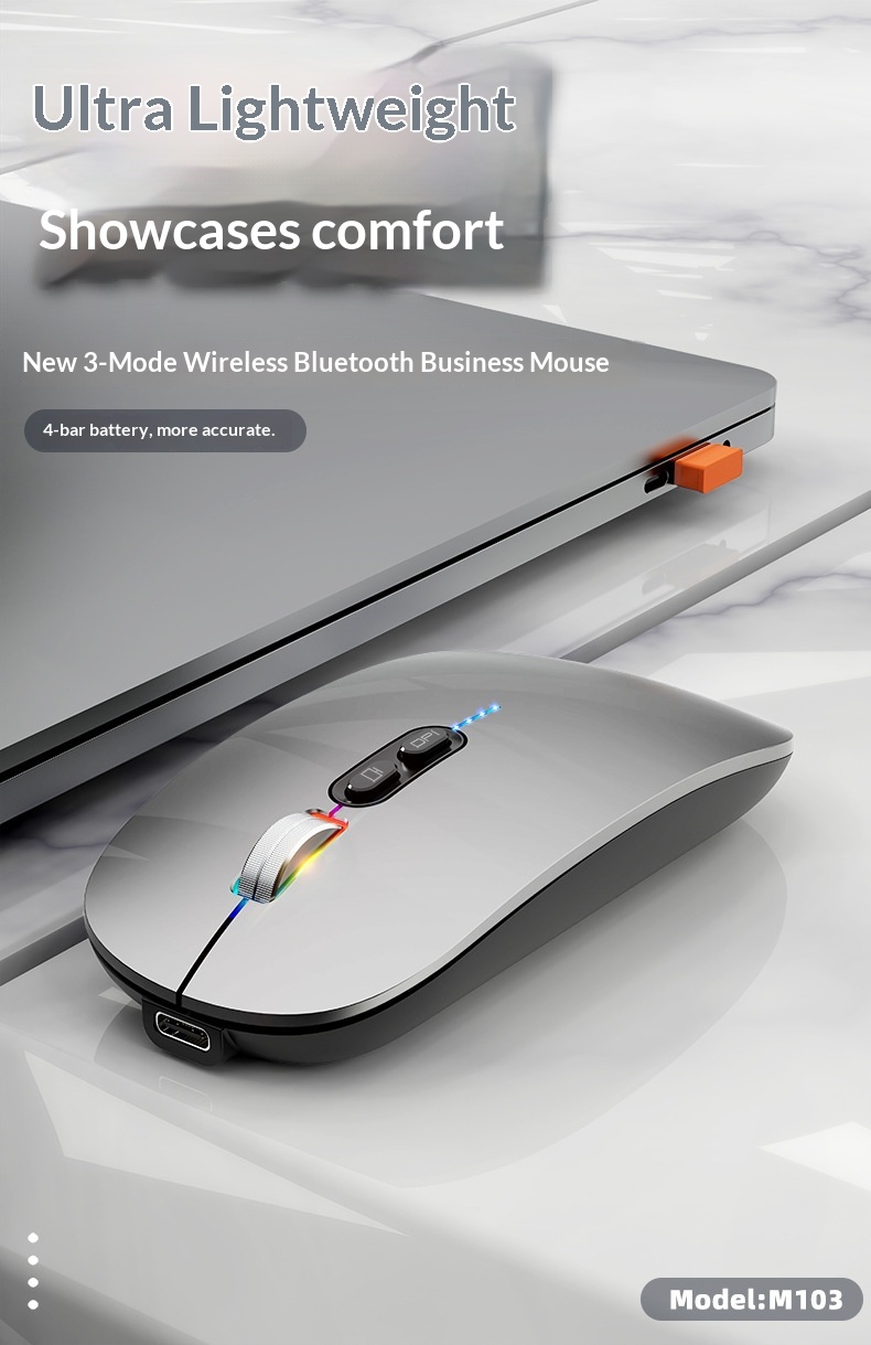 Digitex Digitex 2.4G Bluetooth Silent Portable Battery Display Desktop Laptop Universal Three-Mode Wireless Mouse_voghion.com