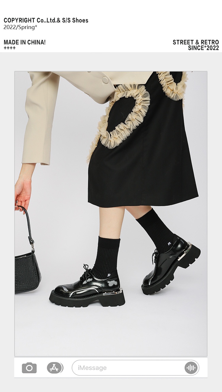 Voyage Voyage 2023 Early Sprig New Round Toe Distressed Metal Derby Shoes Thick Sole Height Icreasig British Style Loafers For_voghion.com