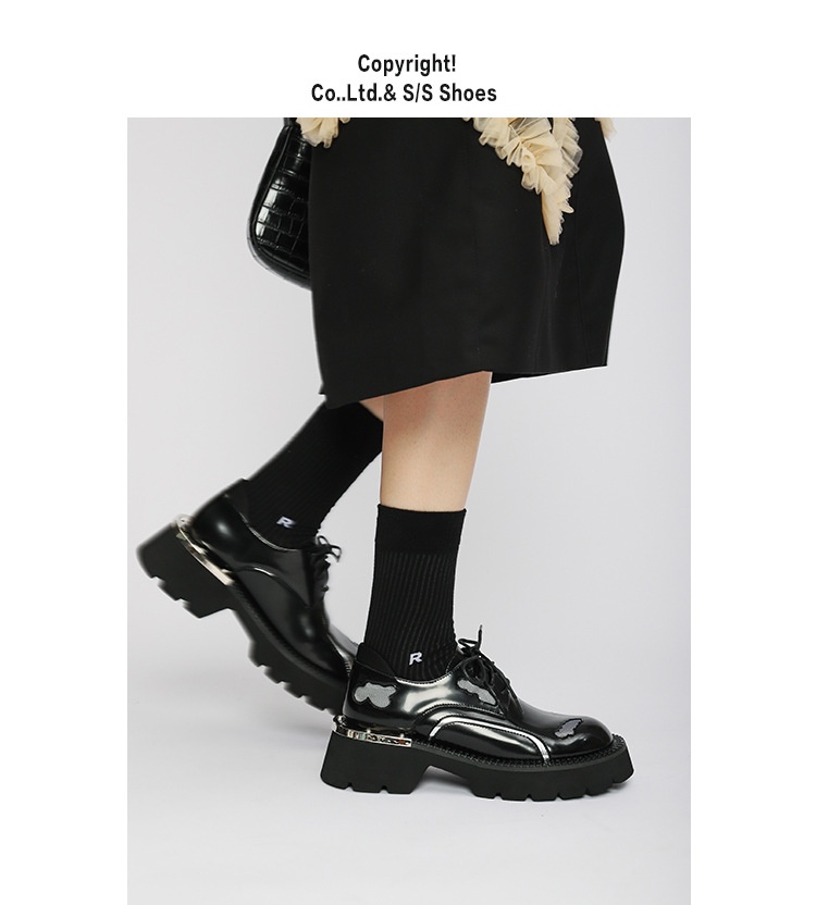 Voyage Voyage 2023 Early Sprig New Round Toe Distressed Metal Derby Shoes Thick Sole Height Icreasig British Style Loafers For_voghion.com