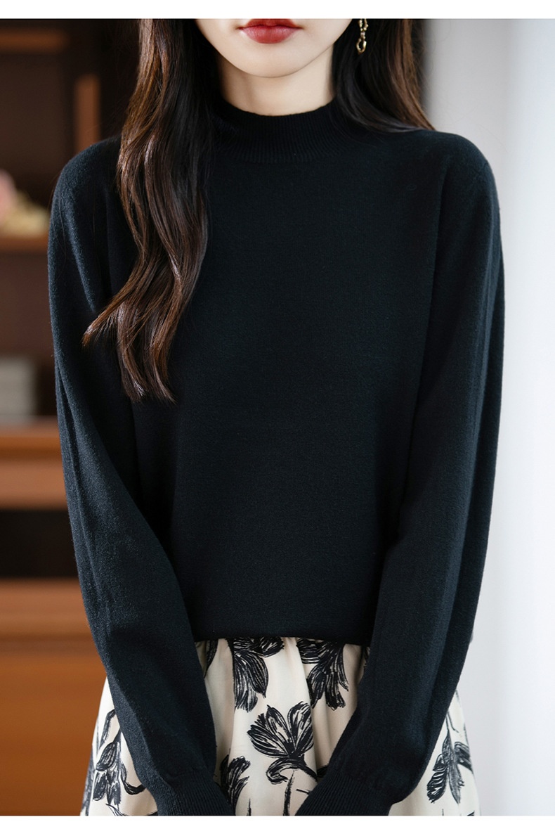 ChicShe ChicShe Half Turtleneck Knitted Sweater Women, Short Style, Autumn And Winter New Pullover, Long Sleeve Top, Andy Velvet Base_voghion.com