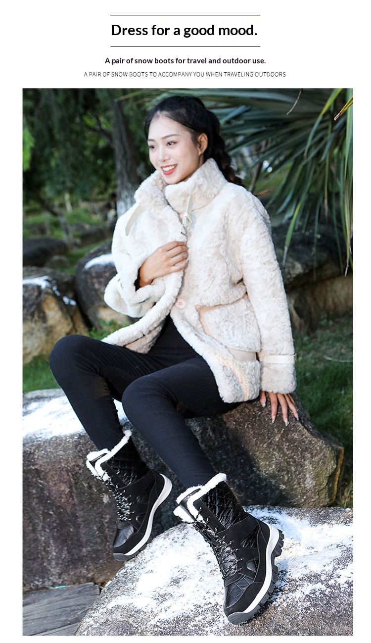 Bottes d'extérieur Zees avec doublure polaire pour femmes, chaussures de randonnée et de sport chaudes pour l'automne et l'hiver, bottes hautes imperméables en coton._voghion.com