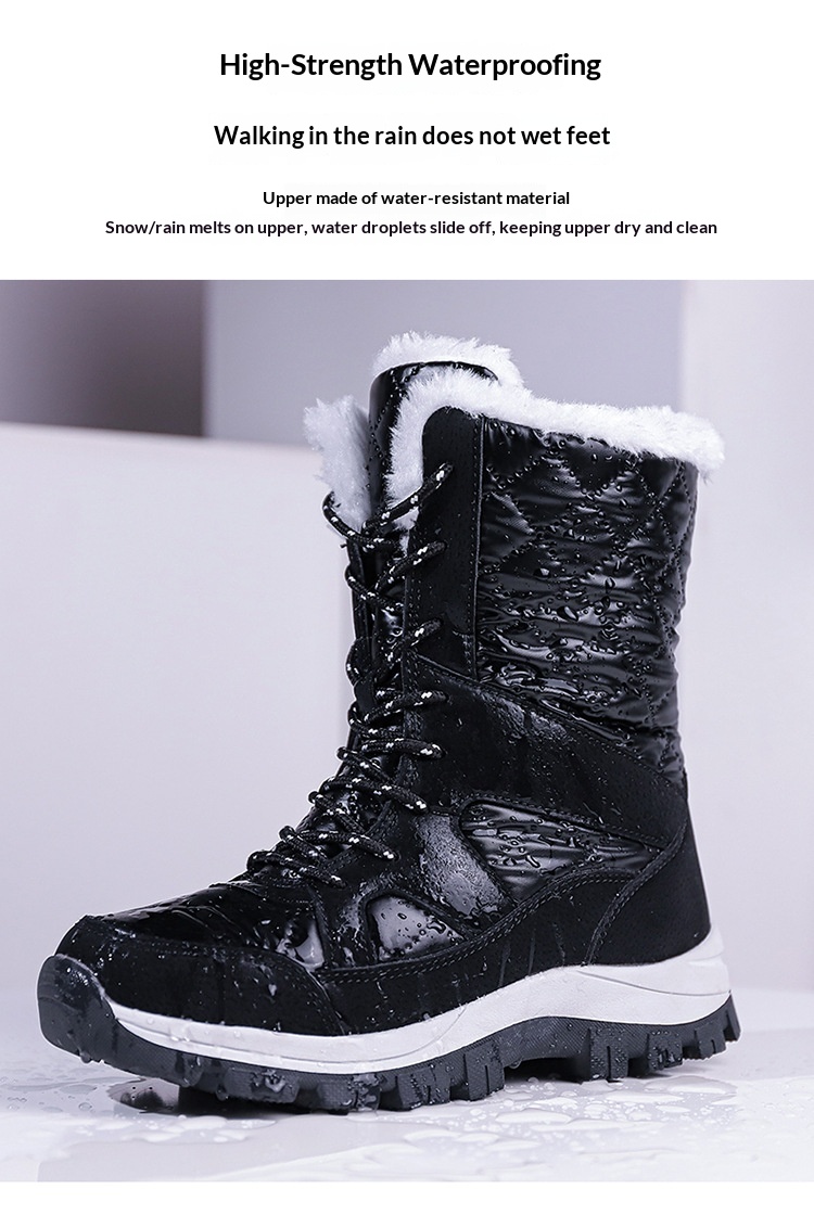 Bottes d'extérieur Zees avec doublure polaire pour femmes, chaussures de randonnée et de sport chaudes pour l'automne et l'hiver, bottes hautes imperméables en coton._voghion.com