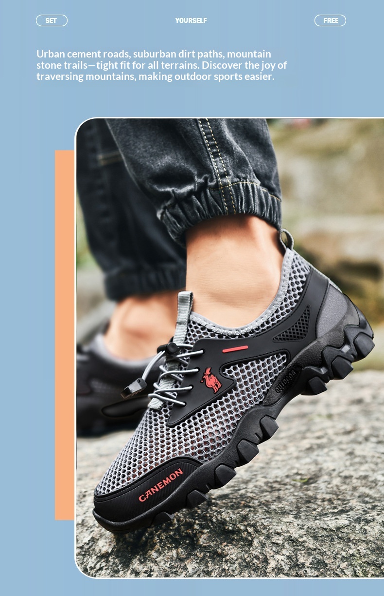 Chaussures de randonnée aquatiques d'été Zees pour hommes, en maille respirante, confortables et légères, idéales pour les voyages et le sport. Tendance et décontractées._voghion.com