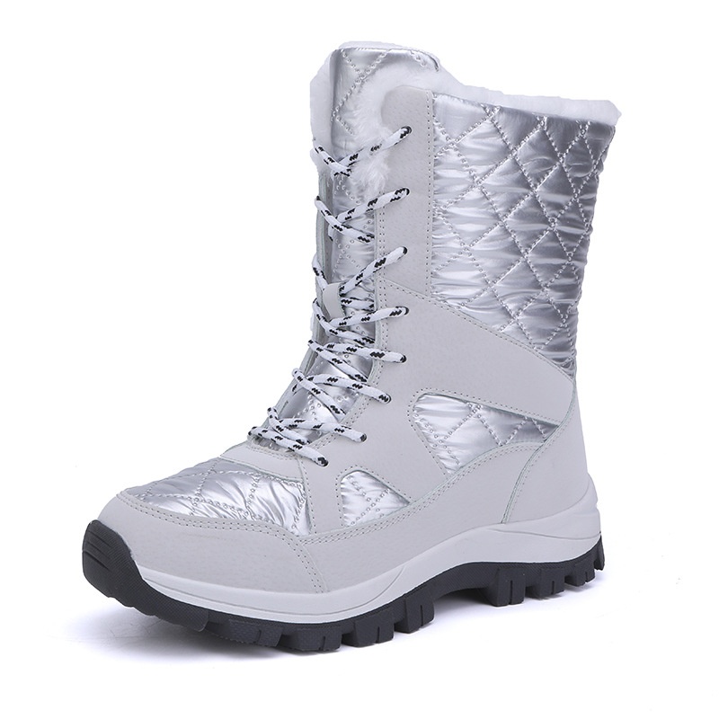 Bottes d'extérieur Zees avec doublure polaire pour femmes, chaussures de randonnée et de sport chaudes pour l'automne et l'hiver, bottes hautes imperméables en coton._voghion.com