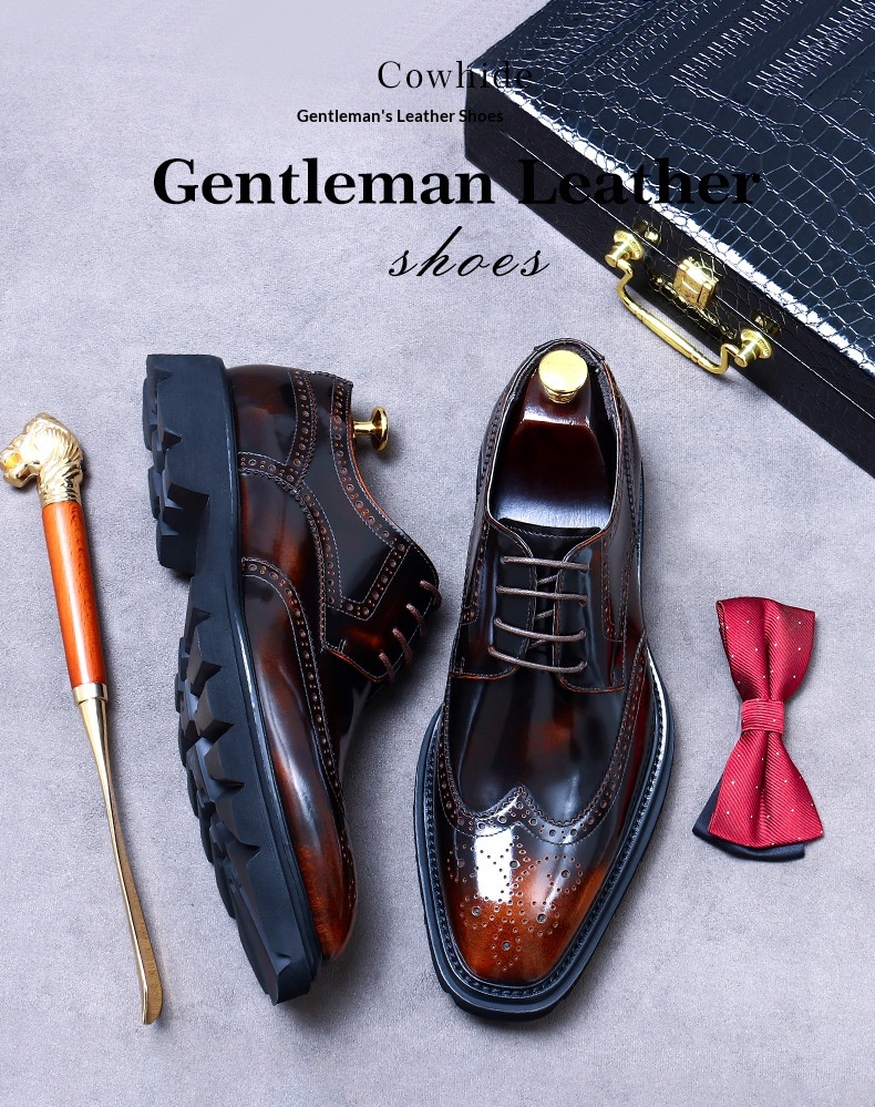 Voyage Voyage Grande Saldi Scarpe da Sposa Formali da Uomo in Pelle di Vacchetta con Suola Spessa, Fatte a Mano, Derby Lucide e Traspiranti_voghion.com