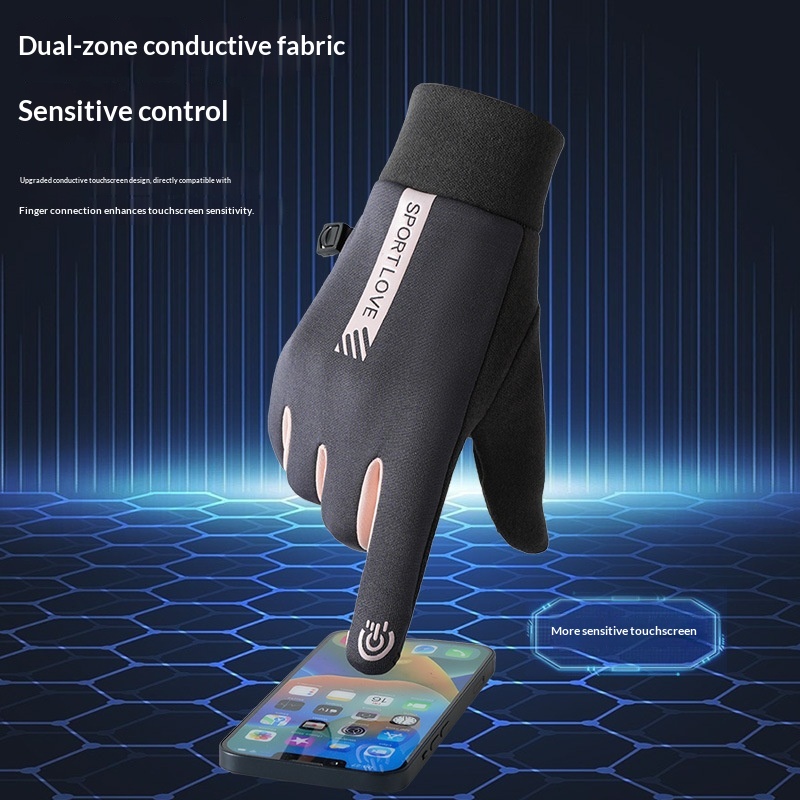 boy Boy Boy Warm Women's New Fleece-Lined Winter Water-Resistant Windproof Non-Slip Touchscreen Outdoor Sports Cycling Gloves_voghion.com