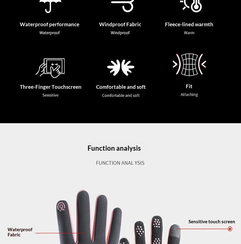 boy Boy Boy Warm Women's New Fleece-Lined Winter Water-Resistant Windproof Non-Slip Touchscreen Outdoor Sports Cycling Gloves_voghion.com