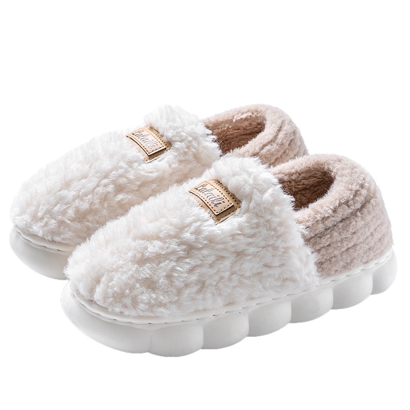 Zees Zees Women's Winter 2024 New Indoor Plush Couple Slippers Non-Slip Men's Home Cotton Shoes_voghion.com