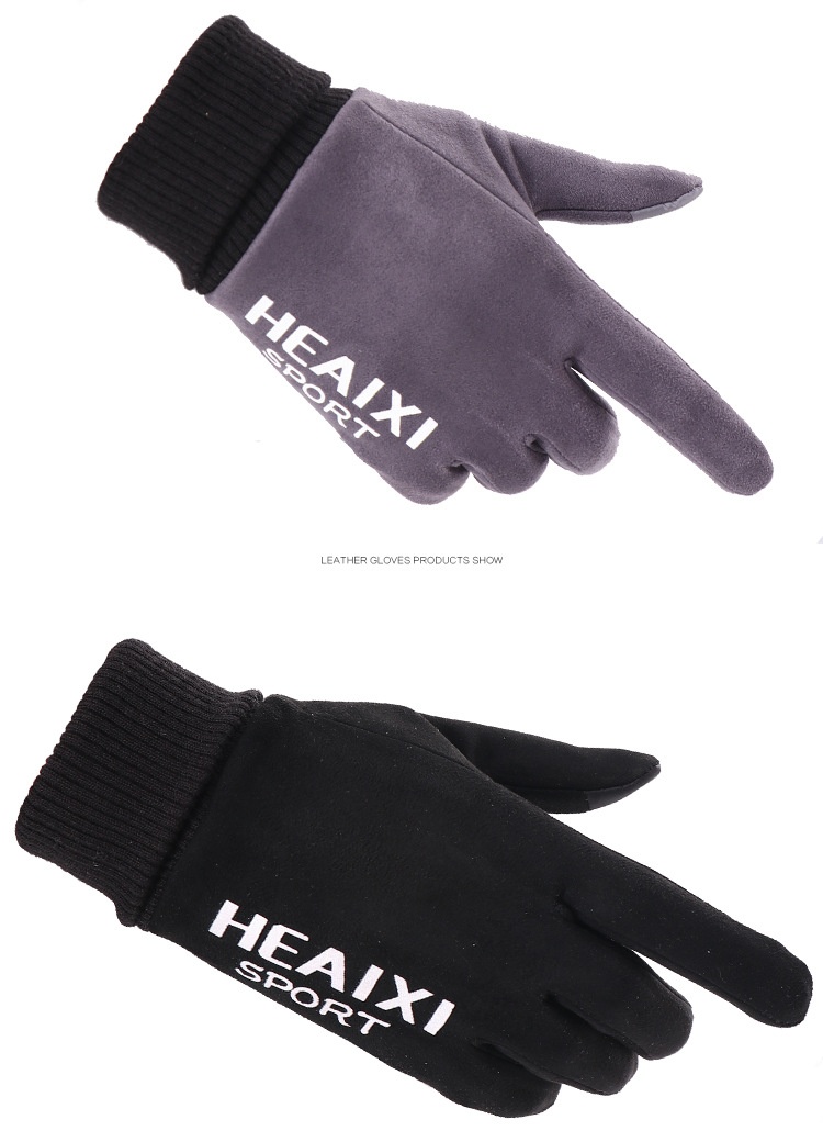 Guanti in pelle scamosciata Boy Boy per uomo e donna, per coppie, autunno inverno, caldi, foderati in pile, spessi, touchscreen, antiscivolo, per sport all'aria aperta_voghion.com